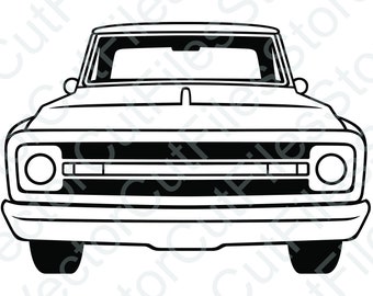 Chevrolet C10 1969 Fleetside Vista frontale File di taglio vettoriale