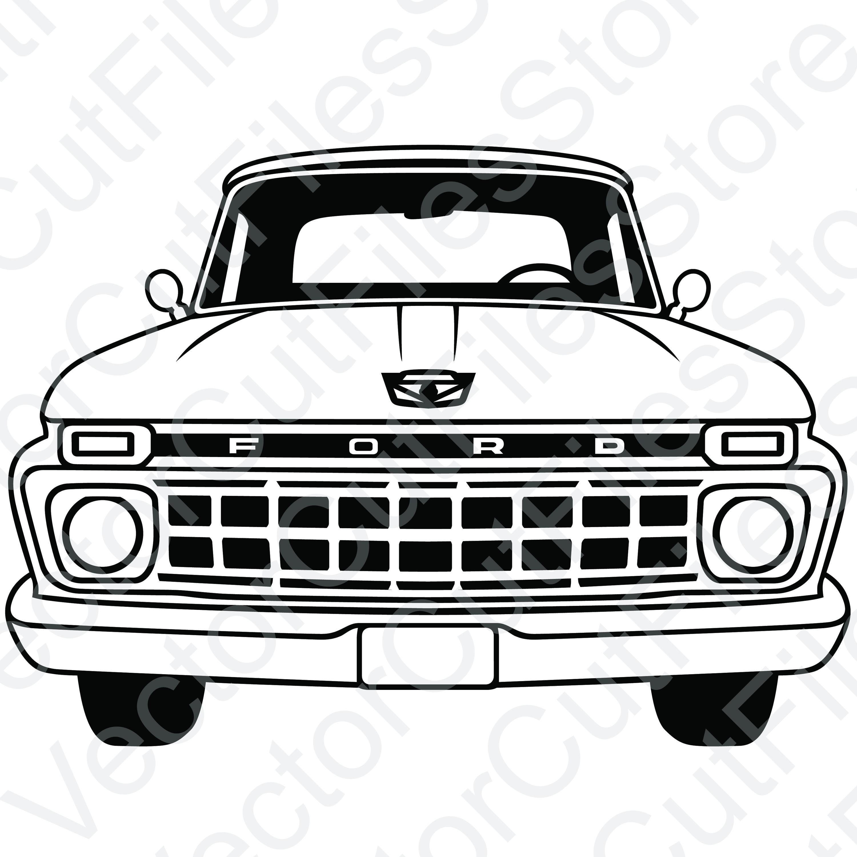 Ford F100 1965 Stepside Front View Vector Cut File - Etsy