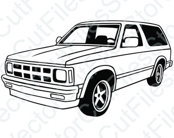 Chevrolet Blazer 1989 Angled View Vector Cut File