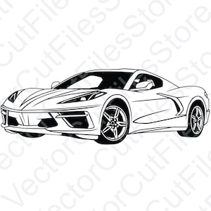 Chevrolet Corvette 2020 Angled View Vector Cut File