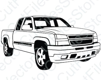 Chevrolet Silverado 2006 Angled View Vector Cut File