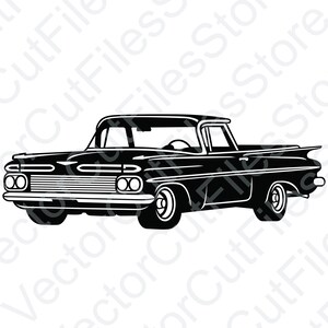 Chevrolet El Camino 1959 Widok pod kątem Plik wektorowy do cięcia