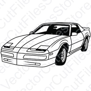 Pontiac Firebird Trans Am 1989 Angled View Vector Cut File