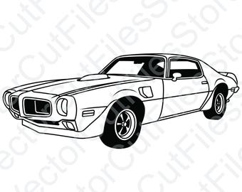 Pontiac Trans Am 1970 Angled View Vector Cut File