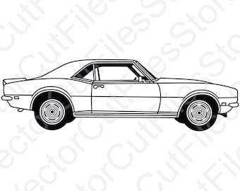 Chevrolet Camaro 1968 Z28 Side View Vector Cut File