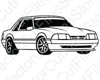 Ford Mustang 1988 Angled View Vector Cut File