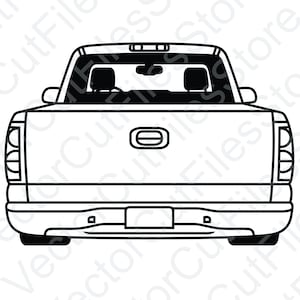 Chevrolet Silverado 2005 Lowered BackView Vector Cut File