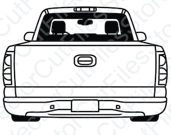 Chevrolet Silverado 2005 Lowered BackView Vector Cut File