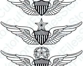 US Army Aviatior Wings Vector Cut File