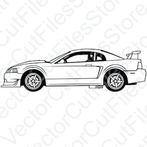 Ford Mustang 2000 SVT Cobra R zijaanzicht vector gesneden bestand