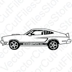 Ford Mustang 1977 Cobra zijaanzicht vector gesneden bestand