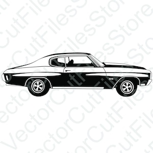 Chevrolet Chevelle SS 1970 Side View Vector Cut File 2