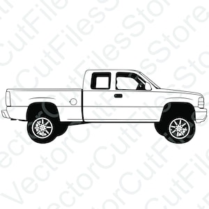 Chevrolet Silverado 2000 Lifted Side View Vector Cut File