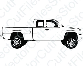 Chevrolet Silverado 2000 lyft sidovy vektor klippfil