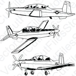 Archivo de corte vectorial del avión Beechcraft T-6 Texan II