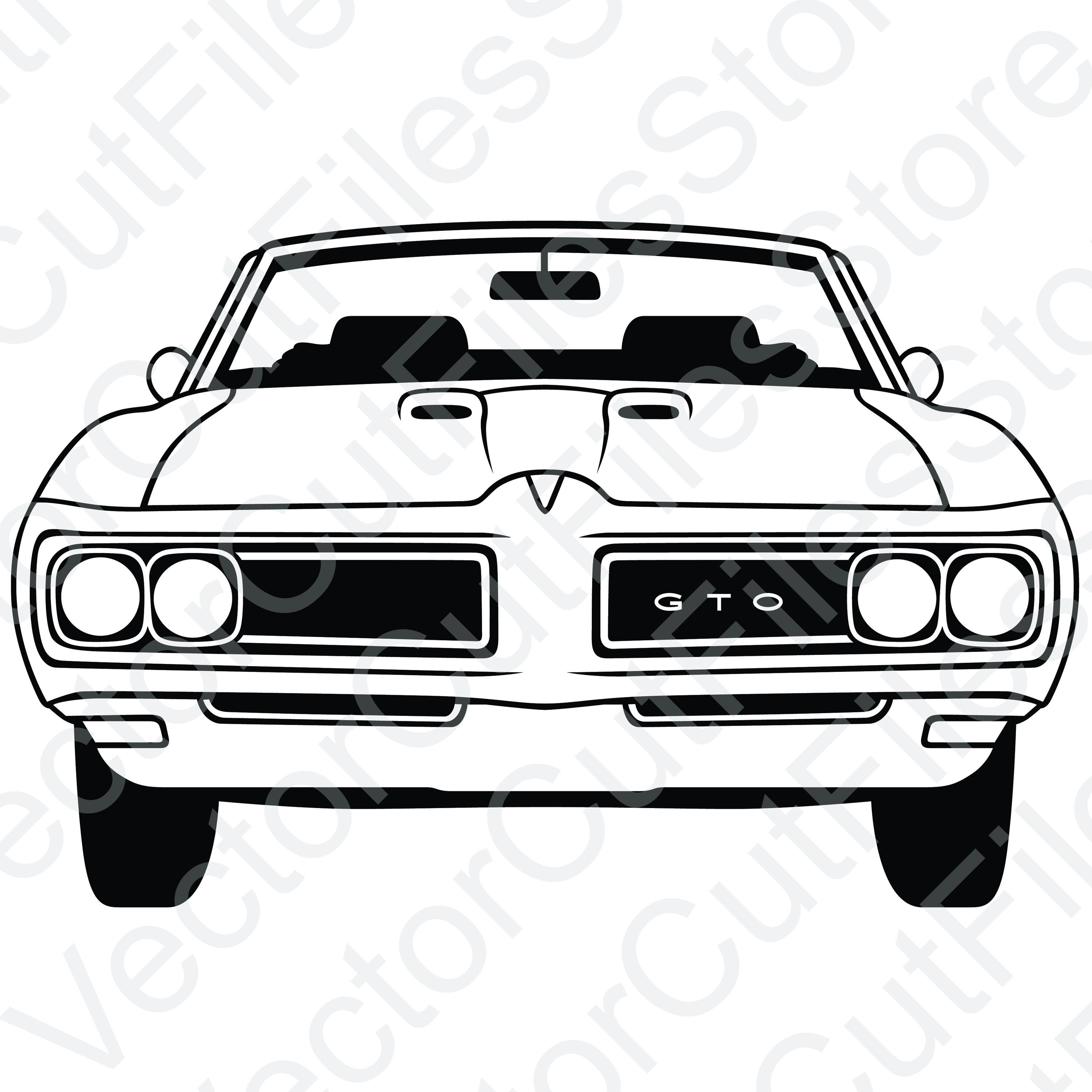 Pontiac GTO 1968 Convertible Front View Vector Cut File - Etsy