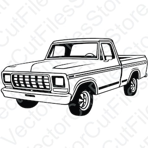 Ford F100 1978 Angled View Vector Cut File