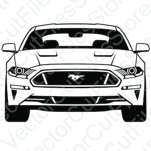 Ford Mustang 2018 Front View Vector Cut File