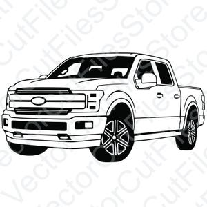 Ford F150 2019 Angled View Vector Cut File