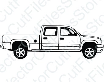 Chevrolet Silverado 2006 Side View Vector Cut File