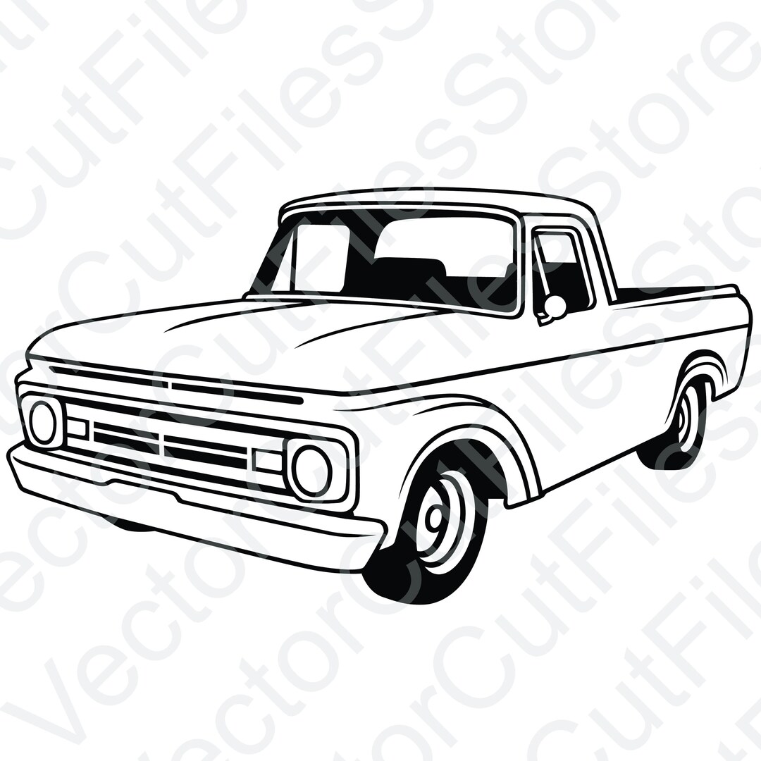 Ford F100 1962 Angled View Vector Cut File - Etsy