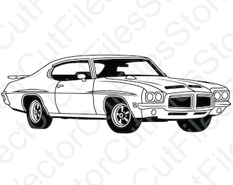 Pontiac GTO 1971 Angled View Vector Cut File