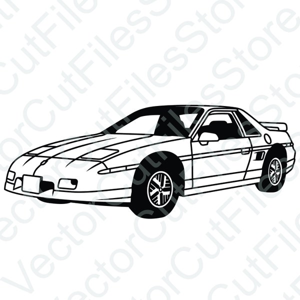 Pontiac Fiero GT 1985 Angled View Vector Cut File