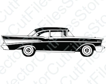 Chevrolet Bel Air 1957 Side View Vector Cut File
