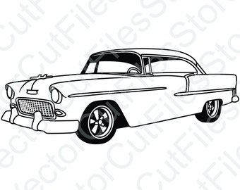 Chevrolet Bel Air 1955 Angled View Vector Cut File
