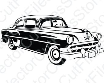 Chevovll 210 Sedan 1954 Angled Ansicht Vektor-Schnittdatei