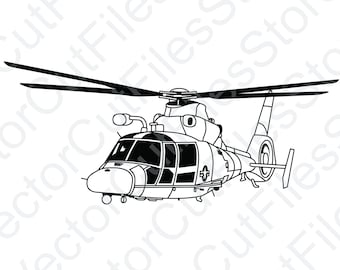 Archivo de corte vectorial de helicóptero de la Guardia Costera