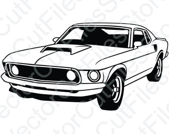 Ford Mustang 1969 Boss Angled View Vector Cut File