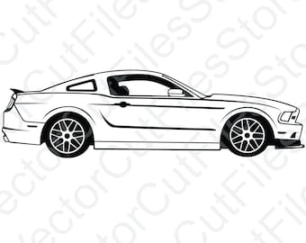 Ford Mustang 2013 Side View Vector Cut File