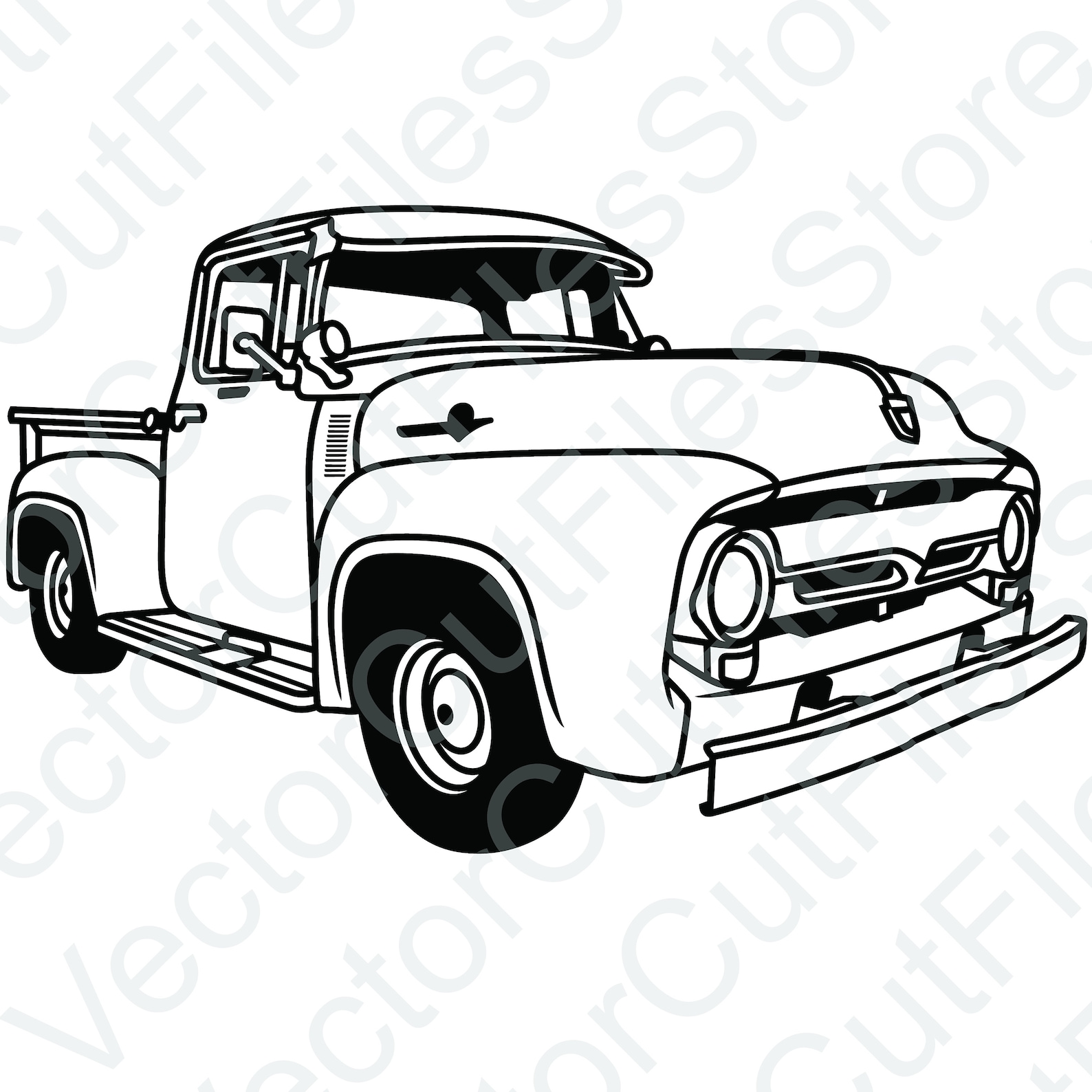 Ford F100 1956 Big Window Vector Cut File - Etsy