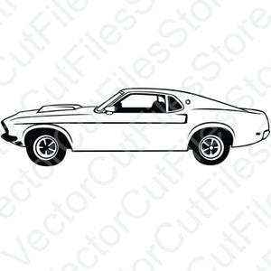 Ford Mustang 1969 Boss Side View Vector Cut File