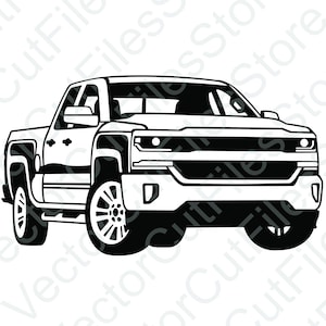 Chevrolet Silverado 2016 Angled View Vector Cut File