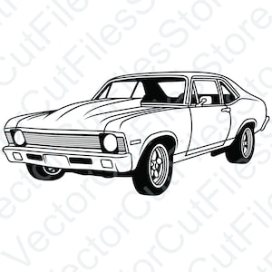 Chevrolet Nova 1972 Hot Rod Vector Cut File
