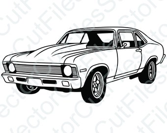 Chevrolet Nova 1972 Hot Rod Vector Cut File