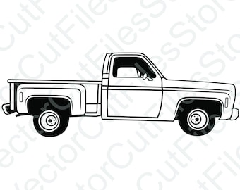 Archivo de corte vectorial de vista lateral de Chevrolet C10 de 3.ª generación