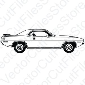 Plymouth Barracuda 1970 Side View Vector Cut File