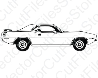 Plymouth Barracuda 1970 Side View Vector Cut File