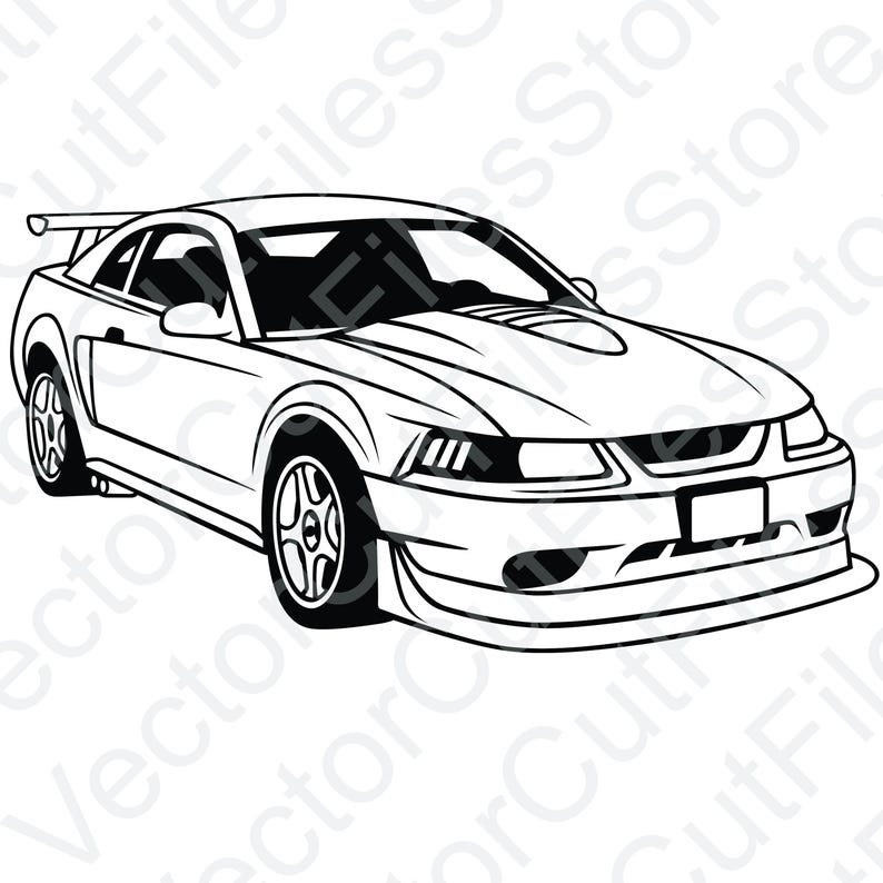 Ford Mustang 2000 SVT Cobra R Angled View Vector Cut File - Etsy