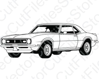 Chevrolet Camaro 1968 Z28 Vista Angular Vetor Corte Arquivo