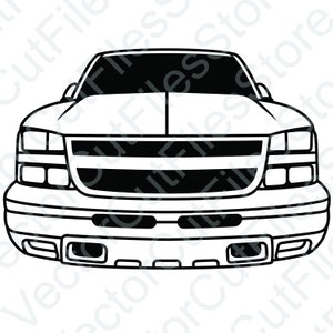 Chevrolet Silverado 2005 Lowered Front View Vector Cut File
