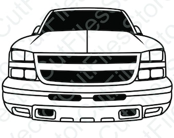 Chevrolet Silverado 2005 Lowered Front View Vector Cut File