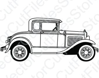 Ford Model A 1930 Coupe Side View Vector Cut File