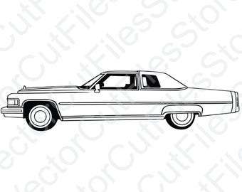 Cadillac Coupe De Ville 1975 Side View Vector Cut File