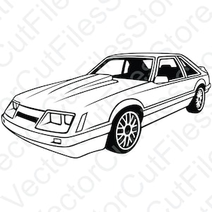 Ford Mustang 1986 Hatchback schuine weergave vector gesneden bestand