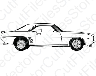 Chevrolet Camaro 1969 Z28 Side View Vector Cut File