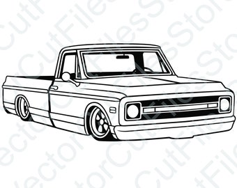Archivo de corte vectorial Chevrolet C10 1969 Fleetside Slammed